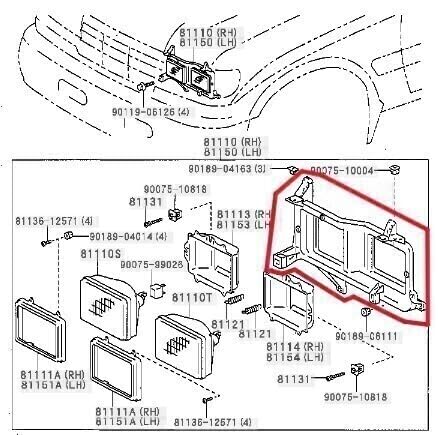 Amazon | ランクル 80系 後期 角目 4灯 ヘッド ランプ ハウジング 左右